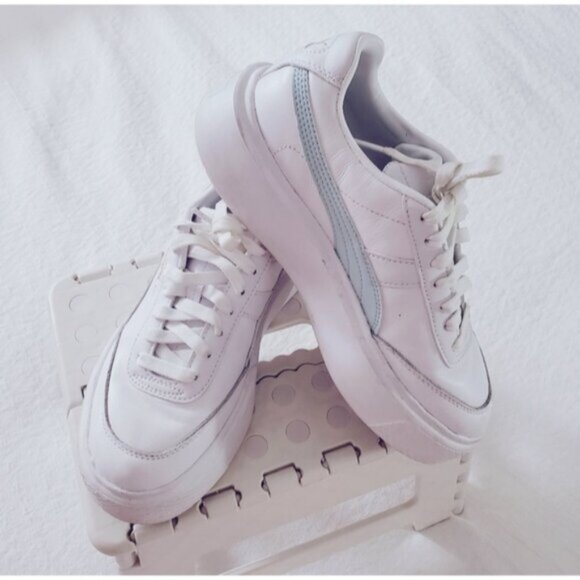 PUMA OSLO MAJA White + Mint Blue Platform Sneakers - Picture 15 of 16